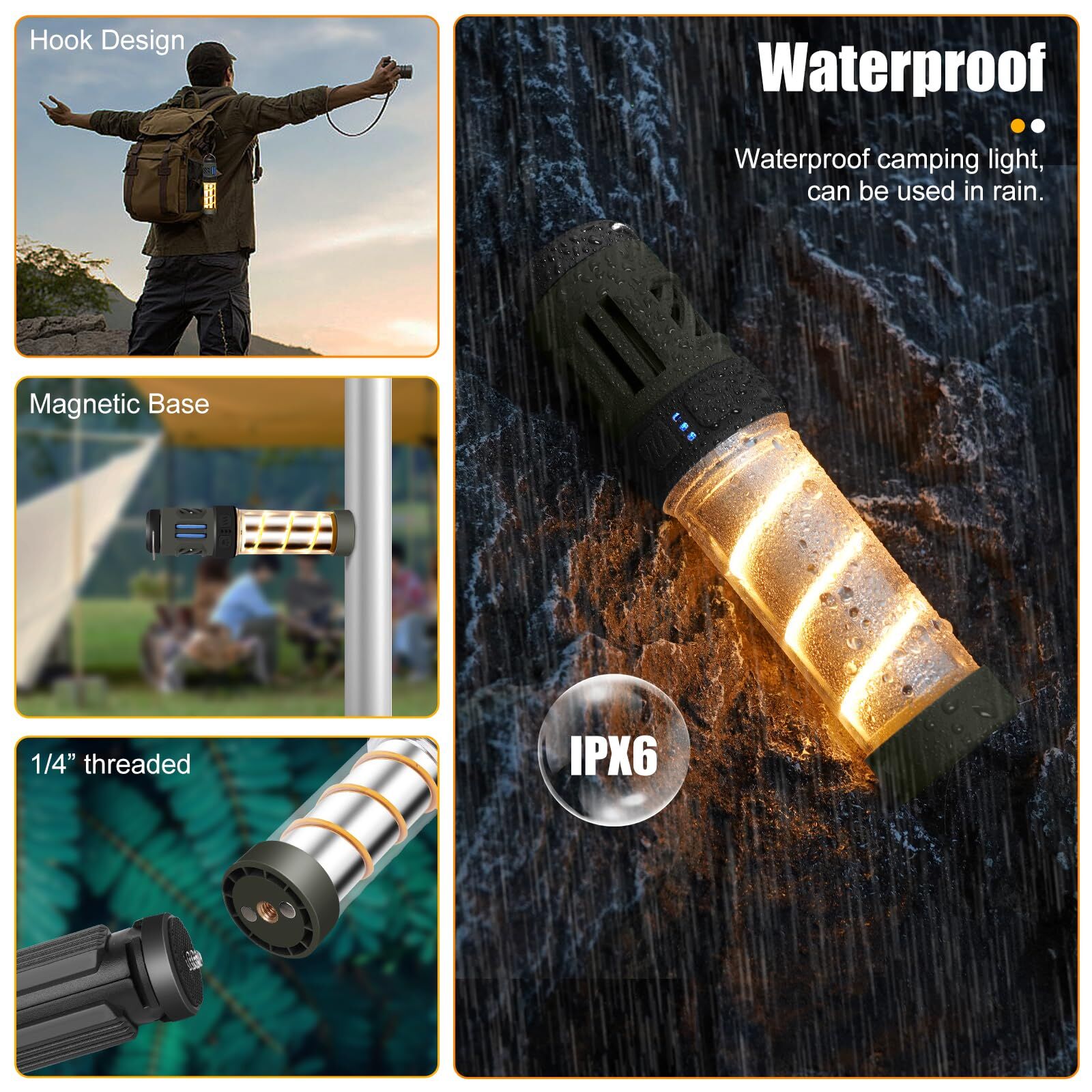 Rechargeable 3-in-1 Camping Light with Mosquito Repellent & Dual Heating - Bright Flashlight, Warm Lantern, V1107-CS-QWLYD