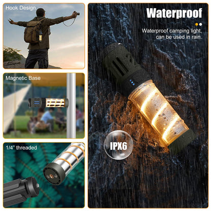 Rechargeable 3-in-1 Camping Light with Mosquito Repellent & Dual Heating - Bright Flashlight, Warm Lantern, V1107-CS-QWLYD