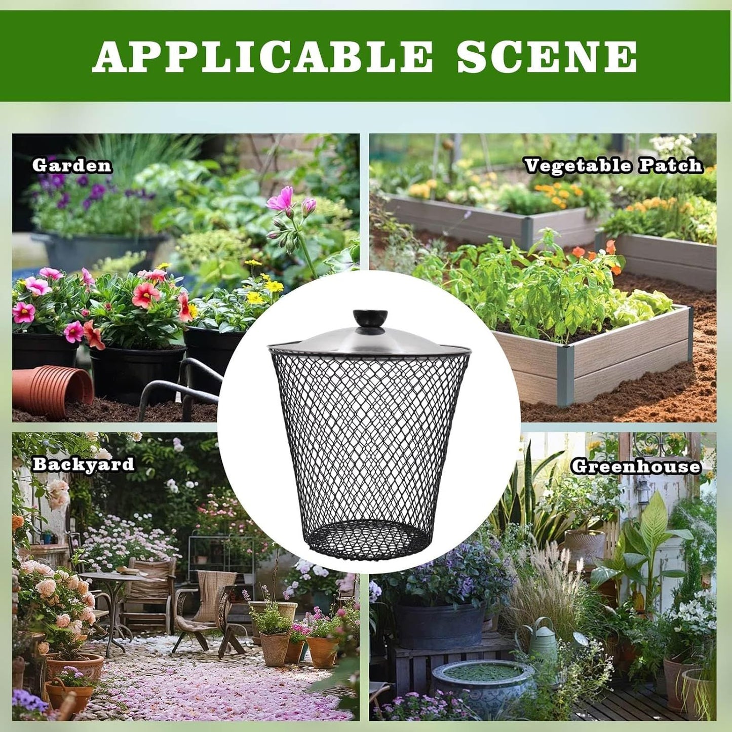 4 Pack Underground Worm Composting Bin with Lid, Metal Mesh Bucket for Organic Waste, Garden Soil Enrichment V1107-CS-QYDFT