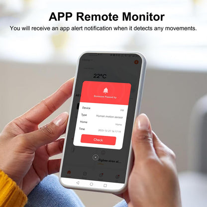 Smart WiFi Motion Sensor with App Alerts - 128 degrees Detection, 6m Range, No Hub Required, Voice Control & V1107-CS-RTYDTCQ