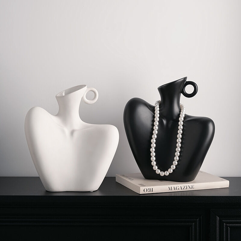 Wabi-Sabi Human Form Vase Set (Black & White) - Artistic Home Decor for Flowers | Other Luxury Styles V1107-CS-RTYSHP