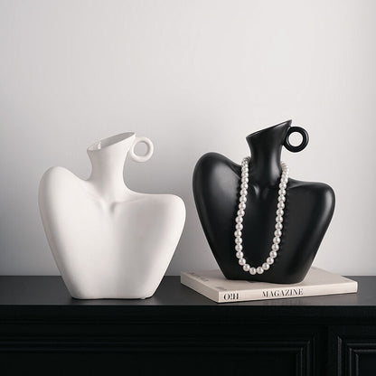 Wabi-Sabi Human Form Vase Set (Black & White) - Artistic Home Decor for Flowers | Other Luxury Styles V1107-CS-RTYSHP
