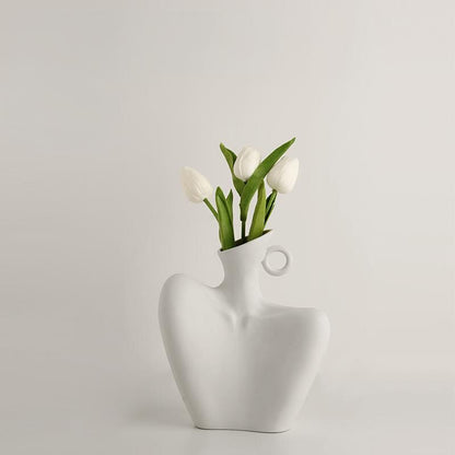 Wabi-Sabi Human Form Vase Set (Black & White) - Artistic Home Decor for Flowers | Other Luxury Styles V1107-CS-RTYSHP