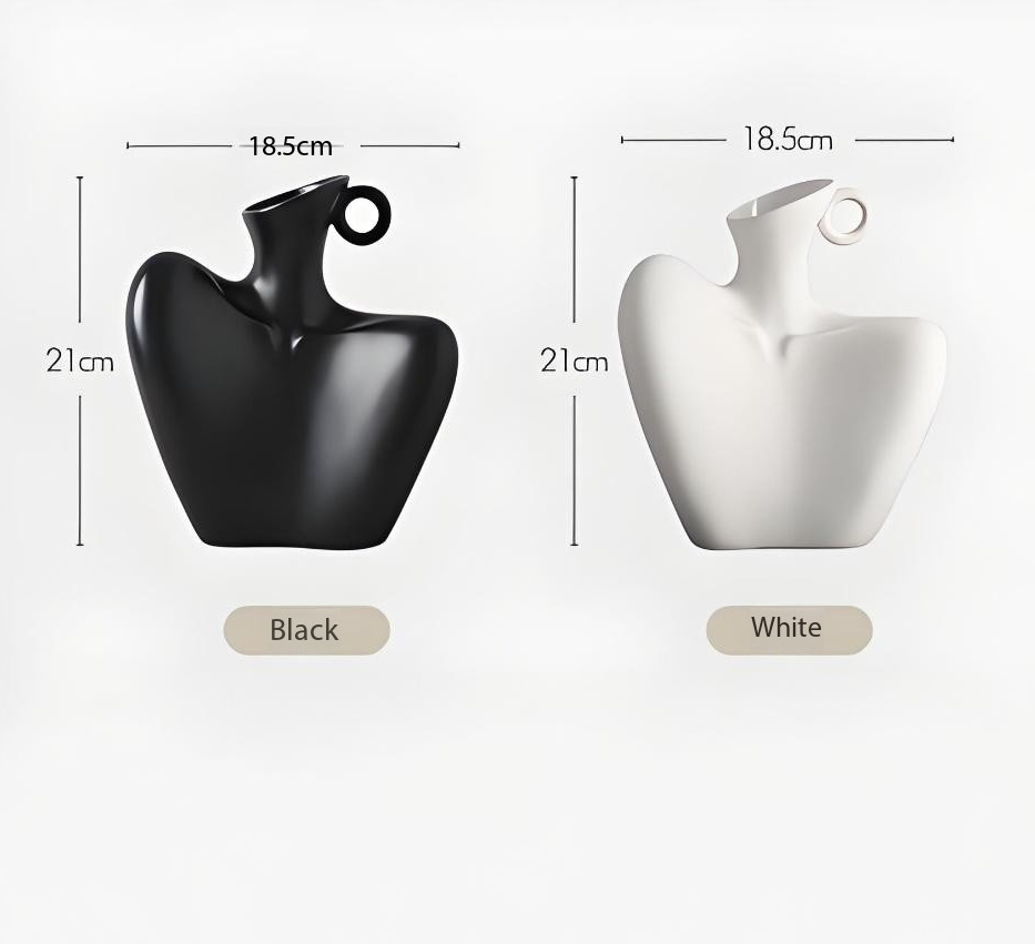 Wabi-Sabi Human Form Vase Set (Black & White) - Artistic Home Decor for Flowers | Other Luxury Styles V1107-CS-RTYSHP