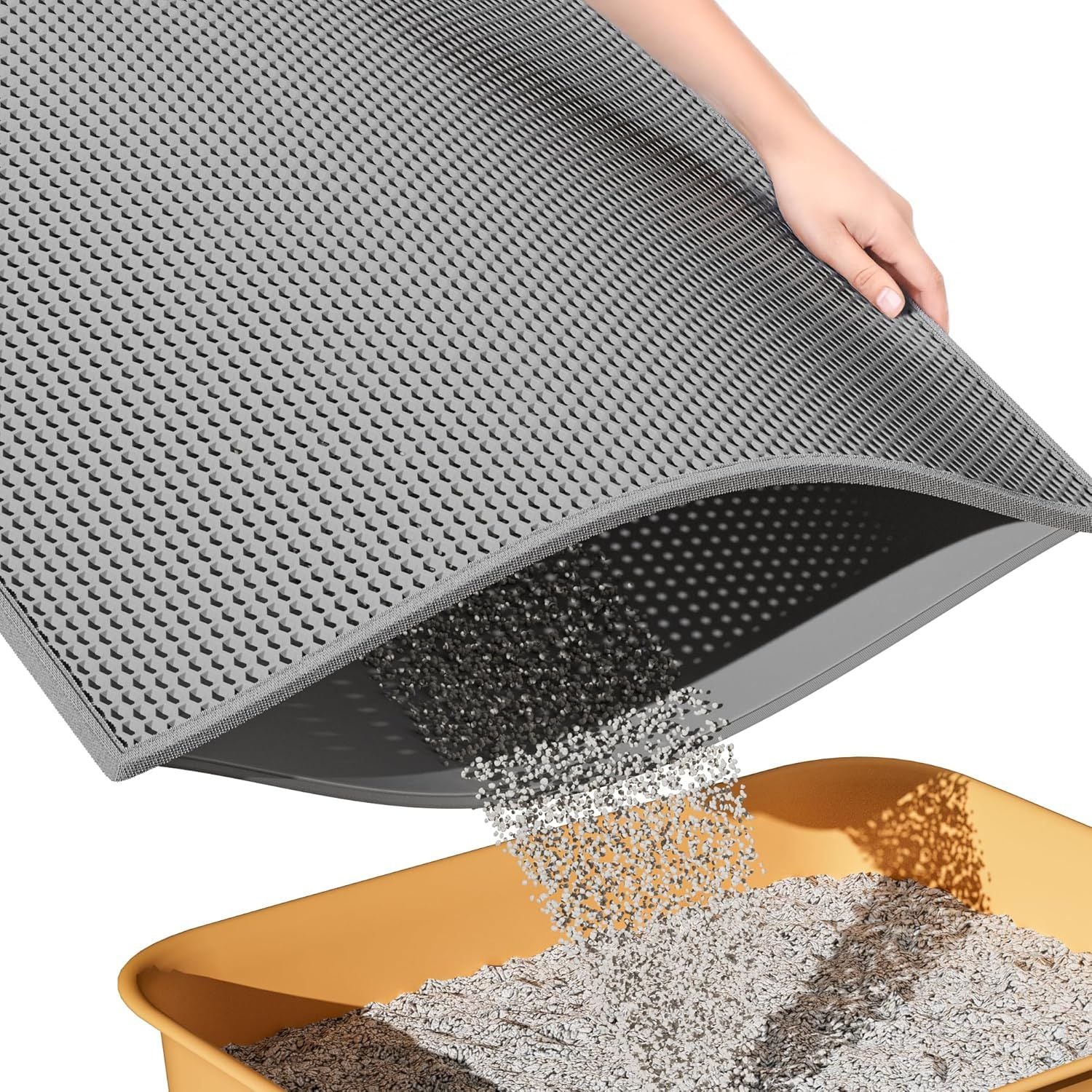Double-Layer EVA Cat Litter Mat for Litter Box, Honeycomb Design Traps Scattered Sand, Waterproof & Non-Slip V1107-CS-SCEVAMSD