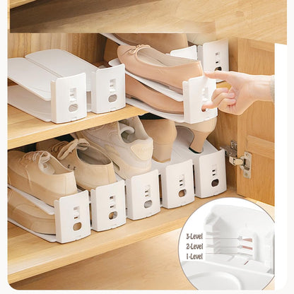 Adjustable Shoe Rack Organizer, 10-Pack Stackable Shoe Shelf for Closet Storage - Space-Saving Double Layer V1107-CS-SCXTJ