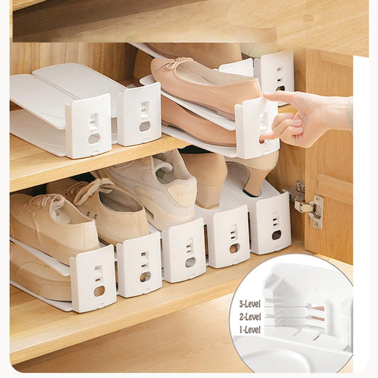 Adjustable Shoe Rack Organizer, 10-Pack Stackable Shoe Shelf for Closet Storage - Space-Saving Double Layer V1107-CS-SCXTJ