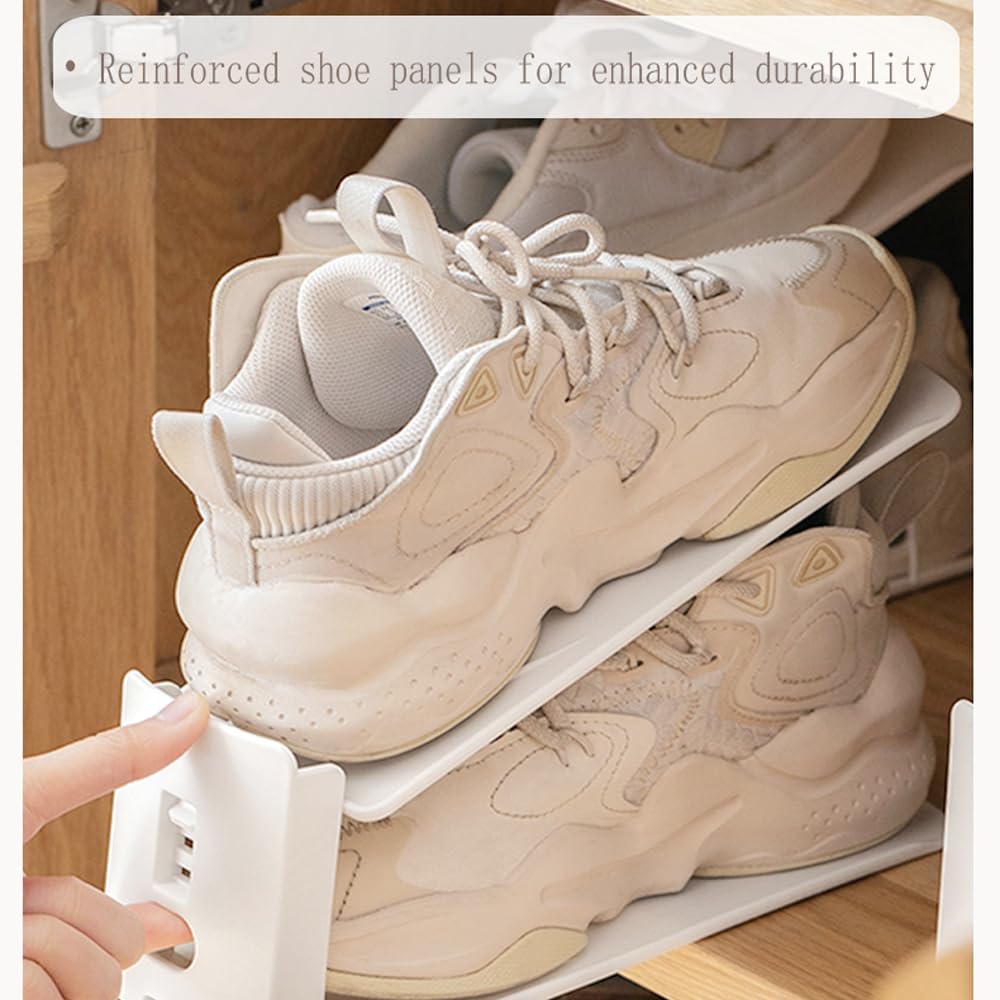 Adjustable Shoe Rack Organizer, 10-Pack Stackable Shoe Shelf for Closet Storage - Space-Saving Double Layer V1107-CS-SCXTJ