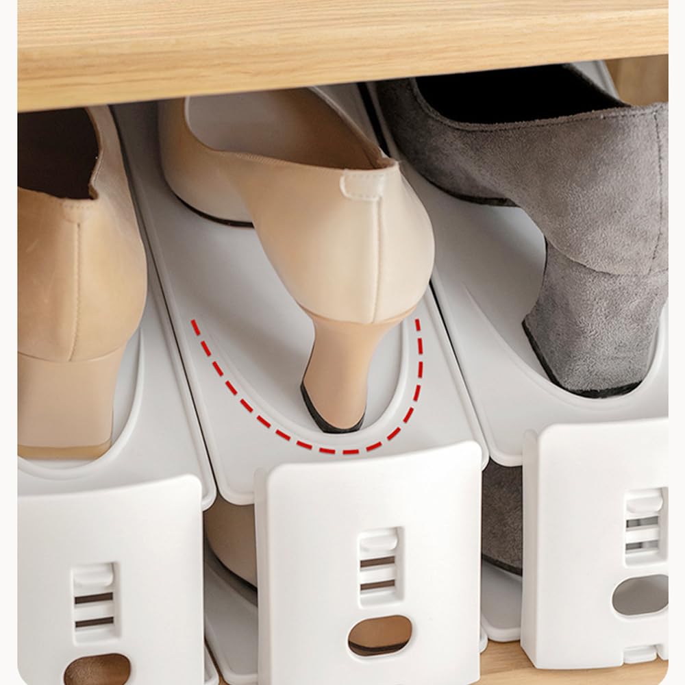 Adjustable Shoe Rack Organizer, 10-Pack Stackable Shoe Shelf for Closet Storage - Space-Saving Double Layer V1107-CS-SCXTJ