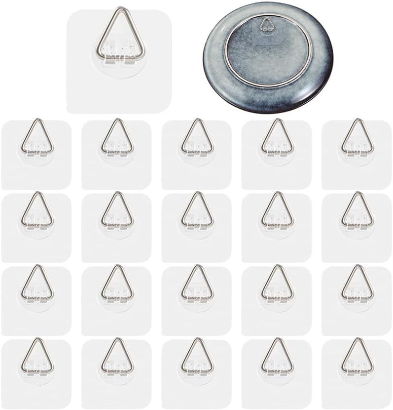 20-Pack Invisible Adhesive Plate Hangers for Wall Decor, Heavy Duty Triangle Hooks for Plates, Frames & Art V1107-CS-SJXGG