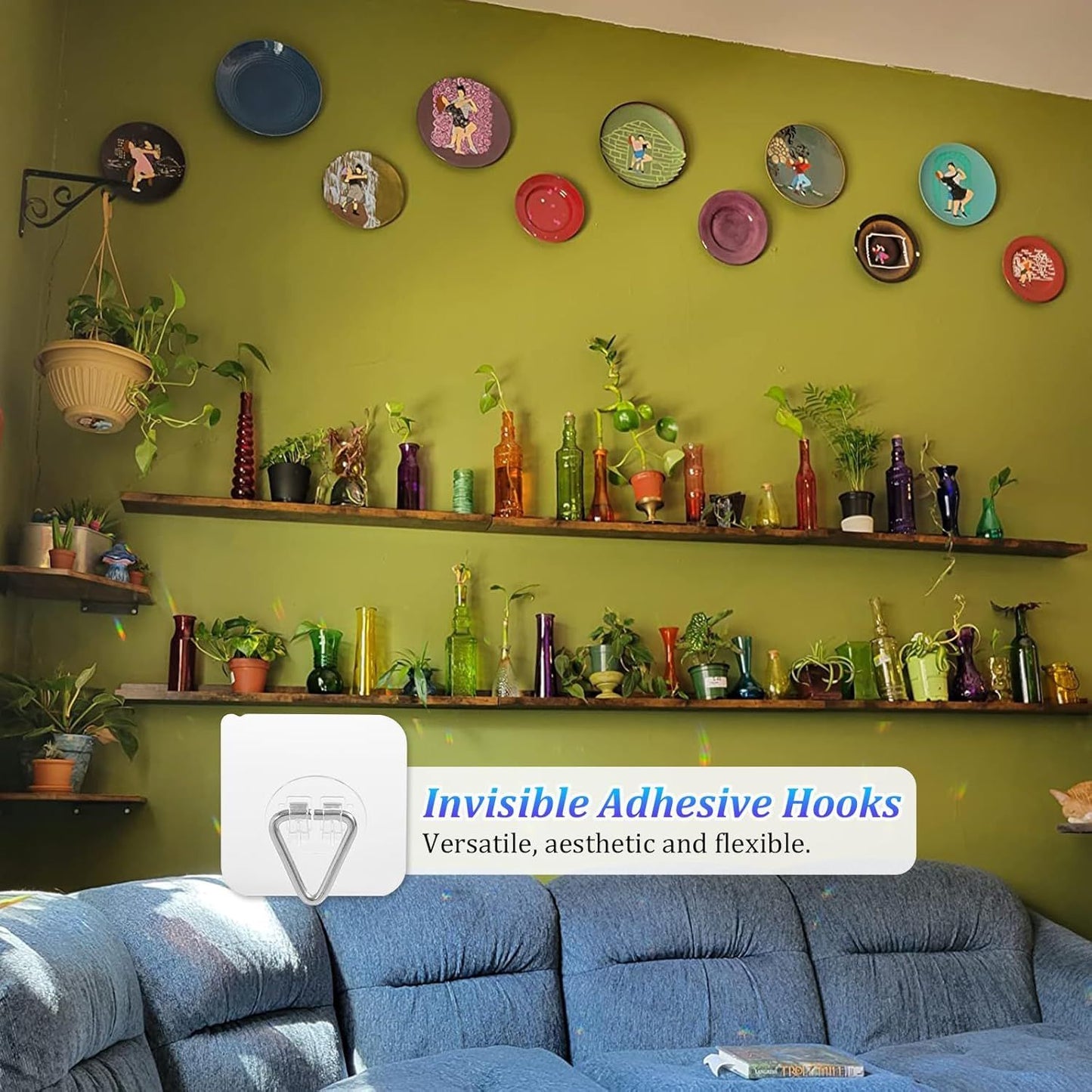 20-Pack Invisible Adhesive Plate Hangers for Wall Decor, Heavy Duty Triangle Hooks for Plates, Frames & Art V1107-CS-SJXGG