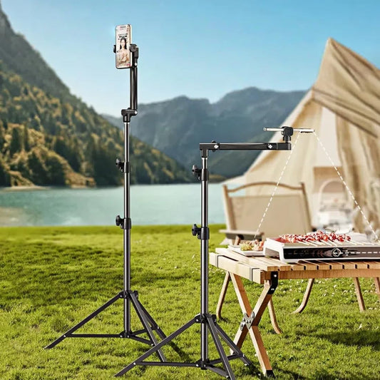 Floor Standing Phone Tripod with Swan Neck Arm - Includes Phone Clamp & Selfie Remote, Multi-Angle Stand for V1107-CS-SJZBZJ