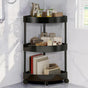Black Corner Storage Shelf - 3-Tier Rolling Organizer for Bathroom, Kitchen & Bedroom | Space-Saving Aluminum V1107-CS-SJZWJ1