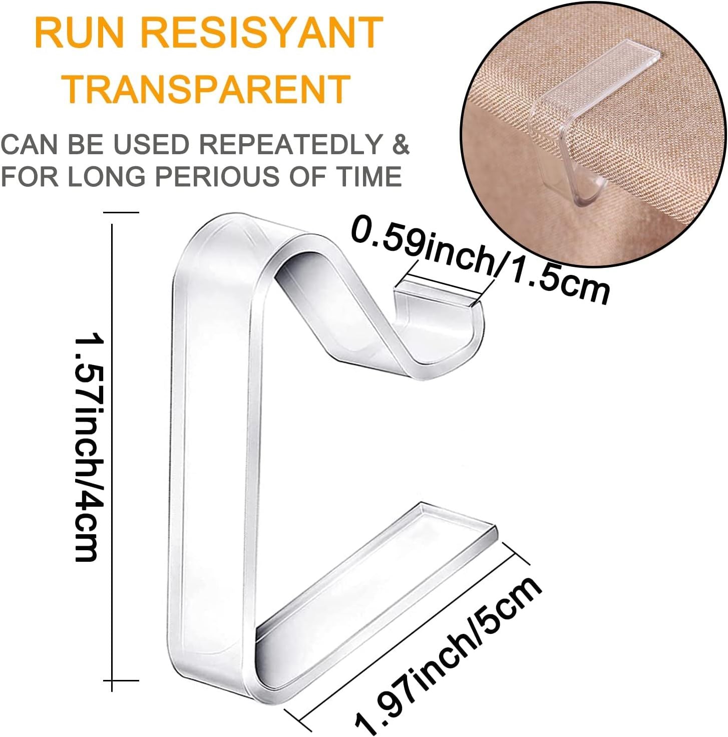 Transparent Small Tablecloth Clips for Thin Tables - Compact Plastic Holders for Indoor Meals, Picnics & V1107-CS-SLZBJX