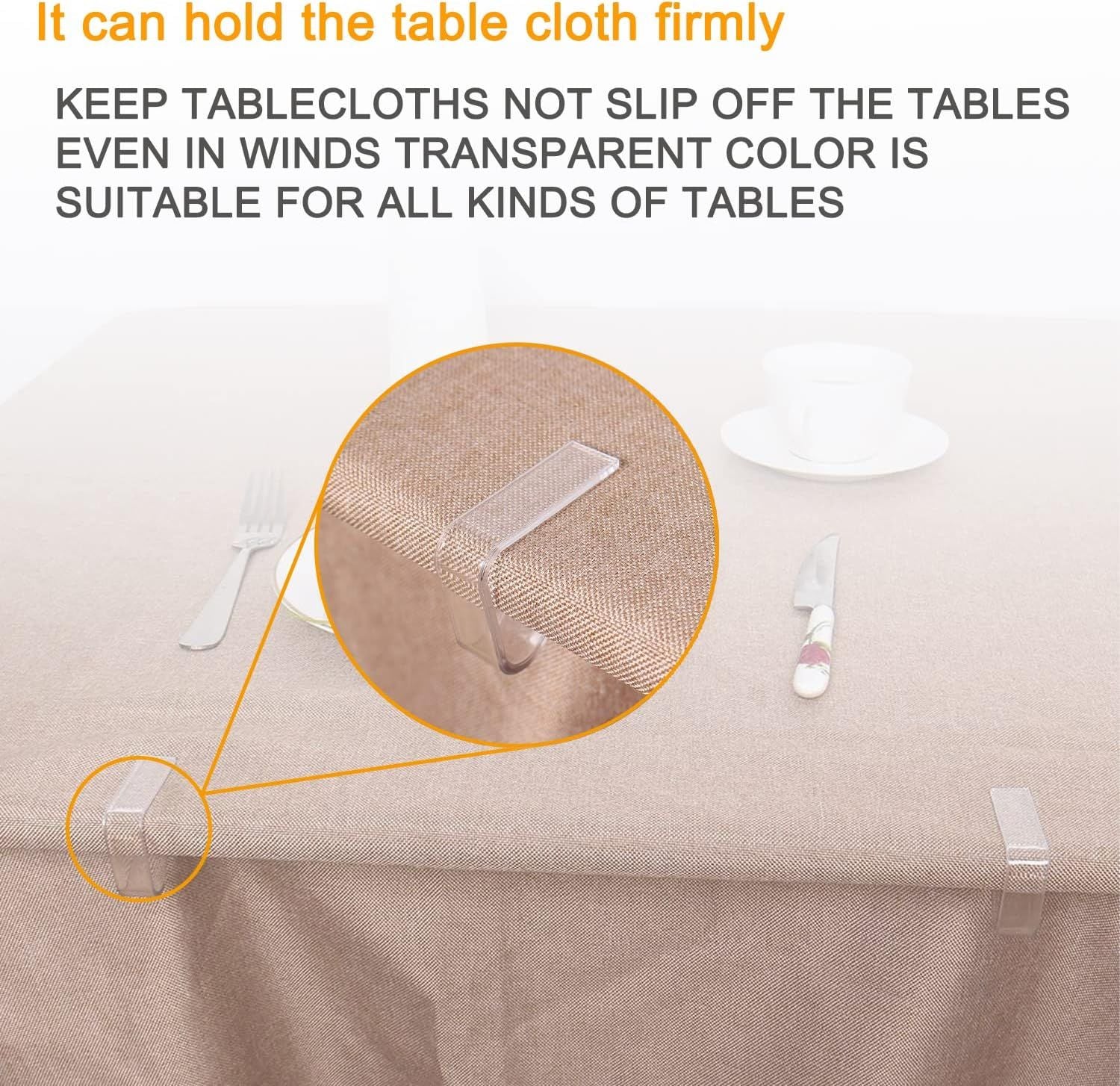 Transparent Small Tablecloth Clips for Thin Tables - Compact Plastic Holders for Indoor Meals, Picnics & V1107-CS-SLZBJX