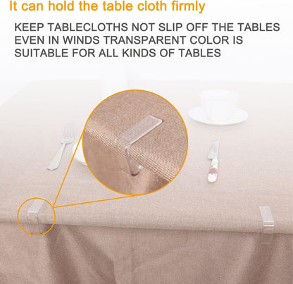 Transparent Small Tablecloth Clips for Thin Tables - Compact Plastic Holders for Indoor Meals, Picnics & V1107-CS-SLZBJX