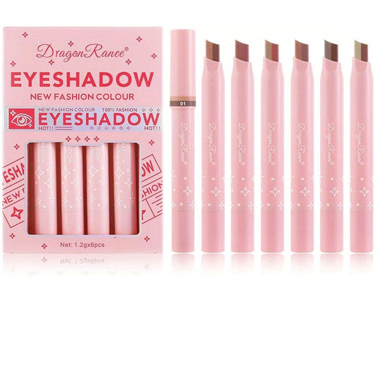 6-Pack Dual-Tone Eyeshadow Pencils - Slide-Up Stick Design with 2-Color Gradient Tips, Waterproof & V1107-CS-SSYYB