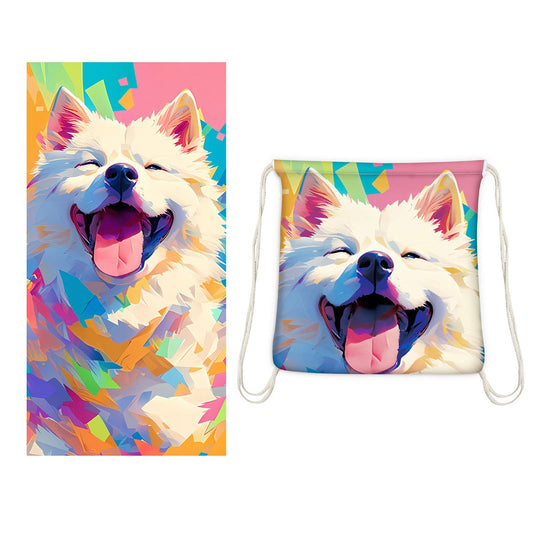 Dual-Function Foldable Beach Towel with Built-in Backpack - Soft Microfiber Towel & Compact Carry Bag in One, V1107-CS-STJ