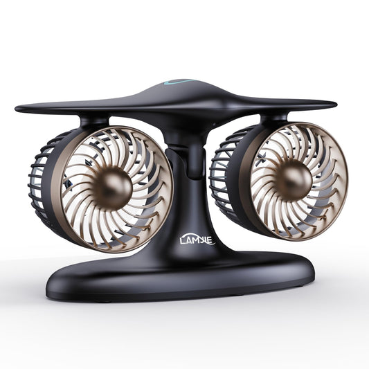 Dual Turbine Desk Fan with Aircraft Design - Wireless, Quiet, 3-Speed Touch Control for Home, Office, V1107-CS-SWLZMFS