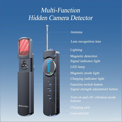 Multi-Function Hidden Camera Detector with GPS Tracker Finder - Portable Anti-Spy Device for Hotel, Car, V1107-CS-SXTTCQ