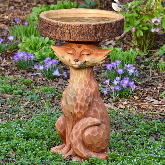 Resin Bird Bath Statue for Garden, Outdoor Decorative Bird Feeder & Water Fountain, Whimsical Yard Sculpture V1107-CS-SZWNQHL