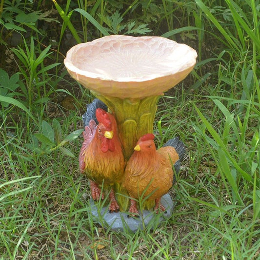 Resin Bird Bath Statue for Garden, Outdoor Decorative Bird Feeder & Water Fountain, Whimsical Yard Sculpture V1107-CS-SZWNQJ