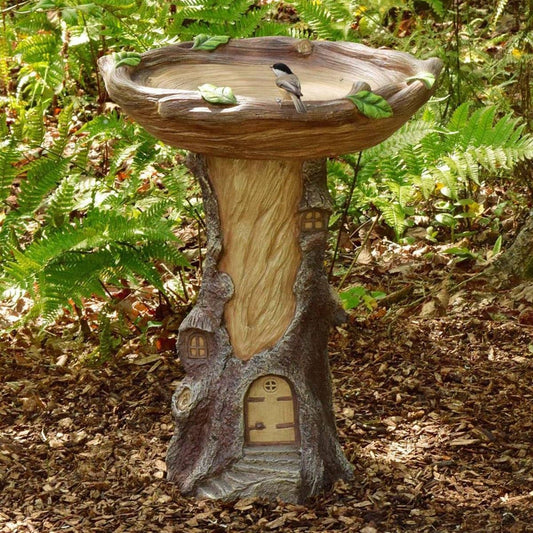 Resin Bird Bath Statue for Garden, Outdoor Decorative Bird Feeder & Water Fountain, Whimsical Yard Sculpture V1107-CS-SZWNQSW