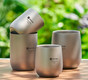 4-Piece Pure Titanium Cup Set - Double-Walled, Lightweight, Stackable Outdoor Drinking Cups for Camping, V1107-CS-THJBSJT
