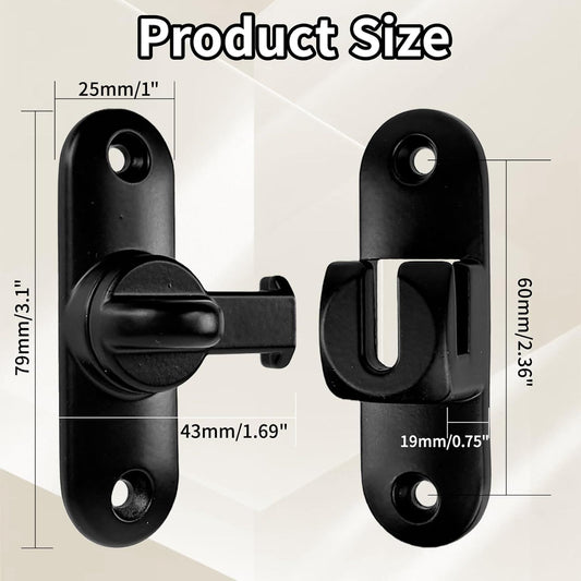 90/180 Degree Zinc Alloy Flip Lock for Barn & Sliding Doors - Heavy Duty Security Latch for Cabinets, Windows V1107-CS-TLMSKH