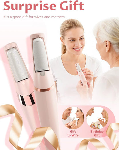 Electric Foot Care File with 2 Adjustable Speeds, 2 Interchangeable Grinding Heads, LED Light, V1107-CS-USBDDXJQF