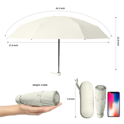 Mini Travel Umbrella - Compact Sun & Rain Protection for Women, Kids | UV-Blocking Pocket Umbrella with Case V1107-CS-UVJNS-GREY