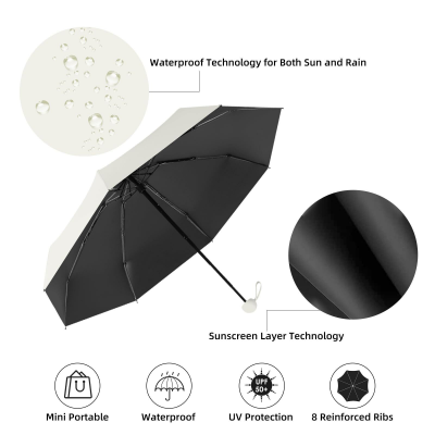 Mini Travel Umbrella - Compact Sun & Rain Protection for Women, Kids | UV-Blocking Pocket Umbrella with Case V1107-CS-UVJNS-GREY