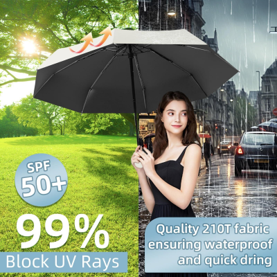 Mini Travel Umbrella - Compact Sun & Rain Protection for Women, Kids | UV-Blocking Pocket Umbrella with Case V1107-CS-UVJNS-GREY