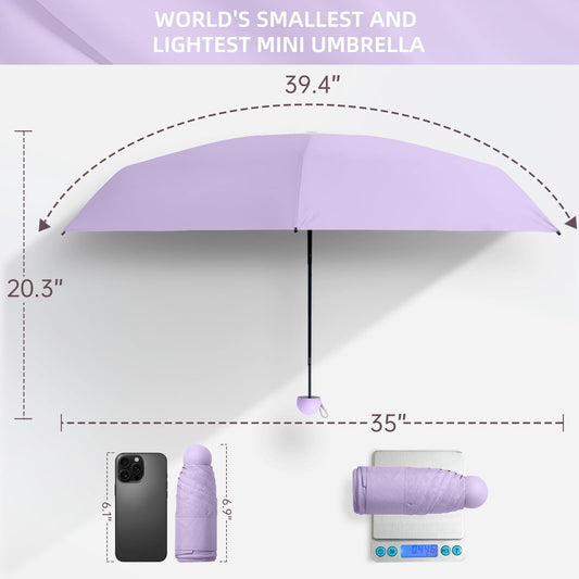 Mini Travel Umbrella - Compact Sun & Rain Protection for Women, Kids | UV-Blocking Pocket Umbrella with Case V1107-CS-UVJNS-PURPLE
