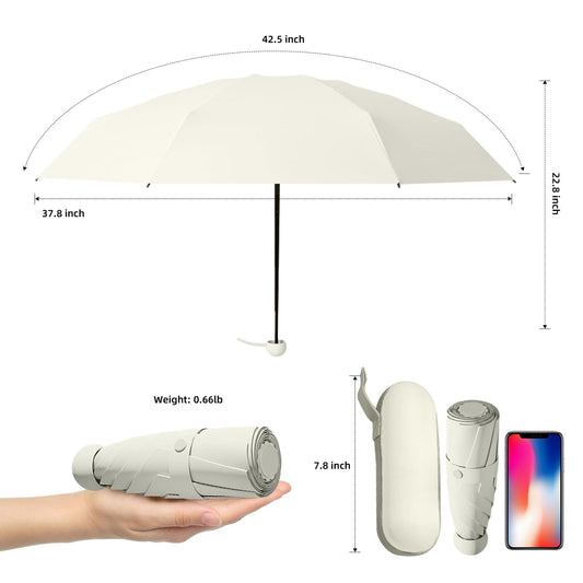 Mini Travel Umbrella - Compact Sun & Rain Protection for Women, Kids | UV-Blocking Pocket Umbrella with Case V1107-CS-UVJNS-WHITE