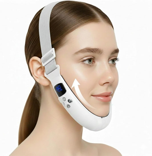 V-Face Contouring Band with Adjustable Strap, LCD Display, 8 Skin Comfort Modes, 15 Intensity Levels, Soft V1107-CS-VLMRY