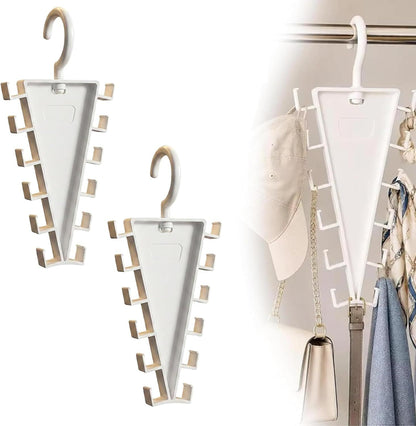2-Pack V-Shaped 360 degrees Rotating Closet Organizer with 12 Hooks for Hats, Bags & Scarves, Space-Saving V1107-CS-VXSBSNGJ2