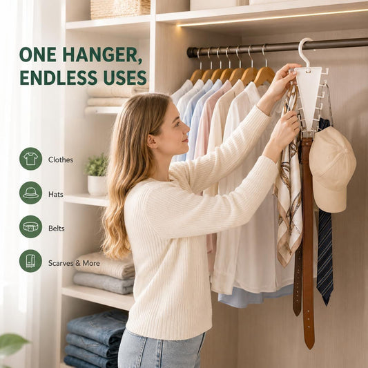 6-Pack V-Shaped 360 degrees Rotating Closet Organizer with 12 Hooks for Hats, Bags & Scarves, Space-Saving V1107-CS-VXSBSNGJ6