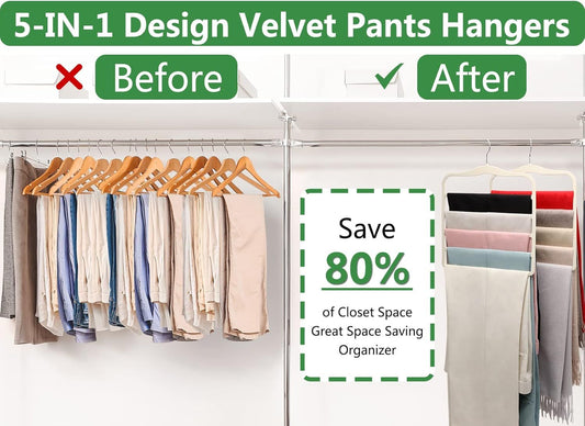 3-Pack Black 5-Tier Velvet Pants Hangers-Swivel Hook, Multi-Use for Pants, Scarves, Towels & V1107-CS-WCLYJB