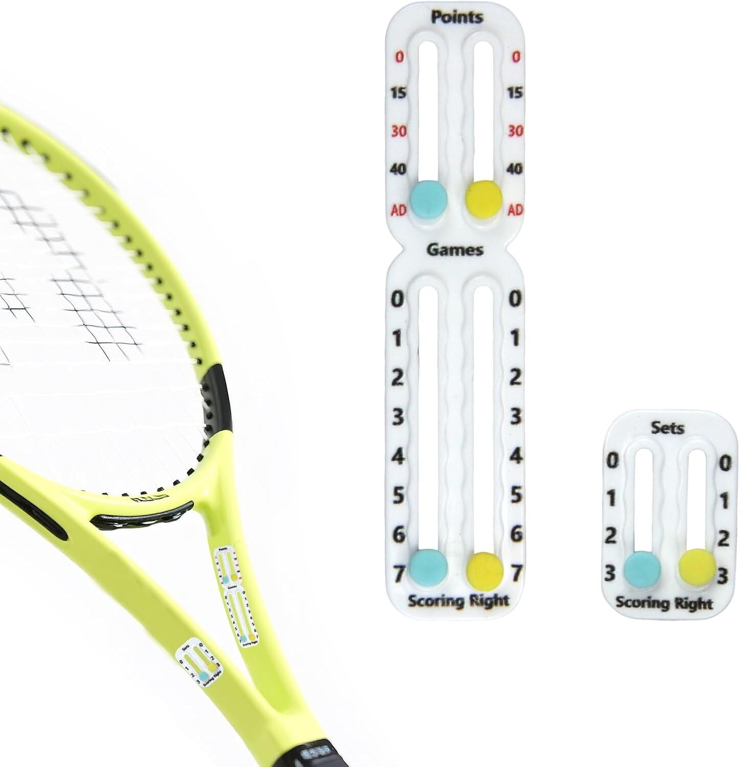 Tennis Racket Scorekeeper 2-Pack in White - Dual Portable Score Trackers for Points, Games & Sets | Other V1107-CS-WQJFQ