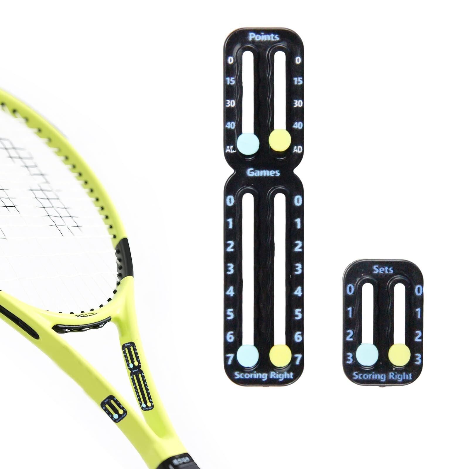 Tennis Racket Scorekeeper 2-Pack in Black - Dual Portable Score Trackers for Points, Games & Sets | Other V1107-CS-WQJFQ1