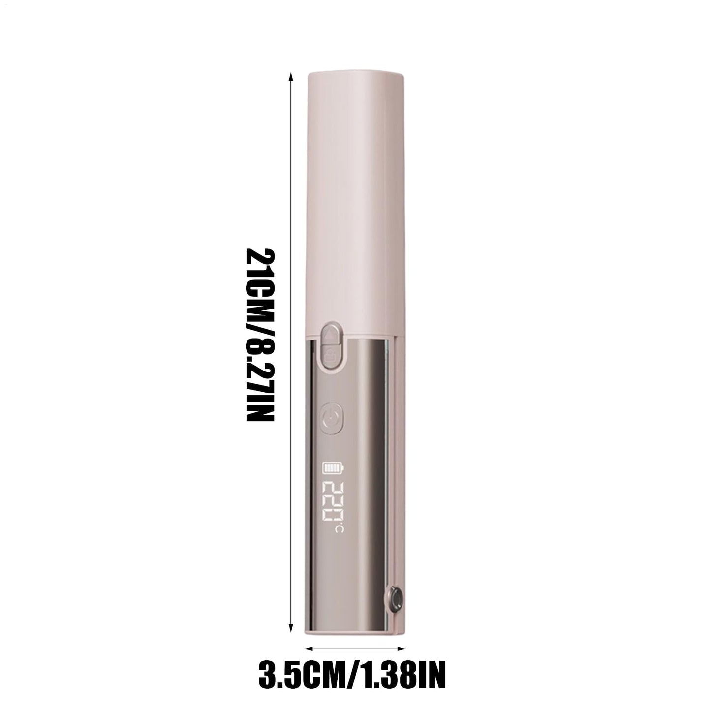 Wireless Mini Hair Straightener with Digital Display - Portable Ceramic Flat Iron for Travel, Quick Heat-up & V1107-CS-WXCDZFQ