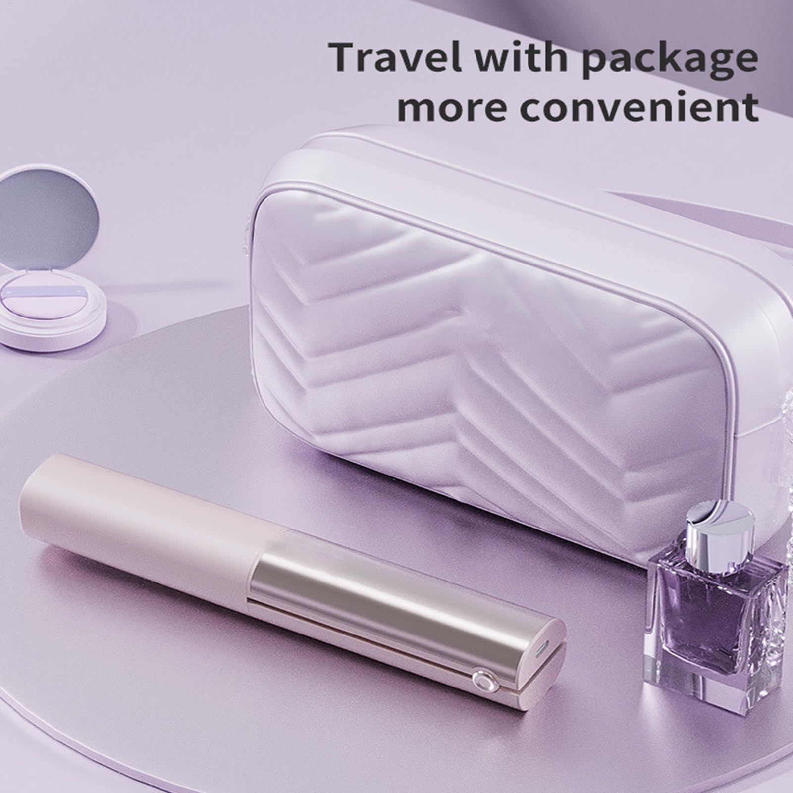 Wireless Mini Hair Straightener with Digital Display - Portable Ceramic Flat Iron for Travel, Quick Heat-up & V1107-CS-WXCDZFQ
