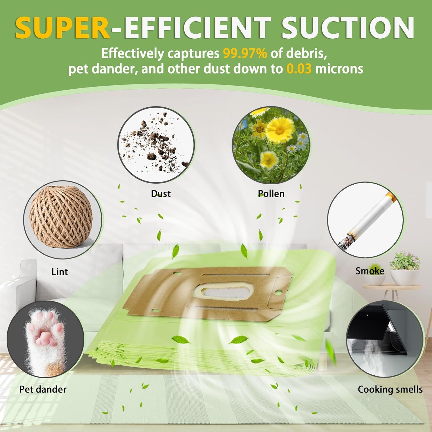 8-Pack Replacement Vacuum Bags for Oreck CC XL Series, Multi-Layer Filtration for Home & Office Cleaning V1107-CS-XCQJCD