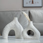 Minimalist Ceramic Vase Set (2-Piece): Modern Home Decor for Flower Arrangements (White) | Black Version V1107-CS-XDQSHP