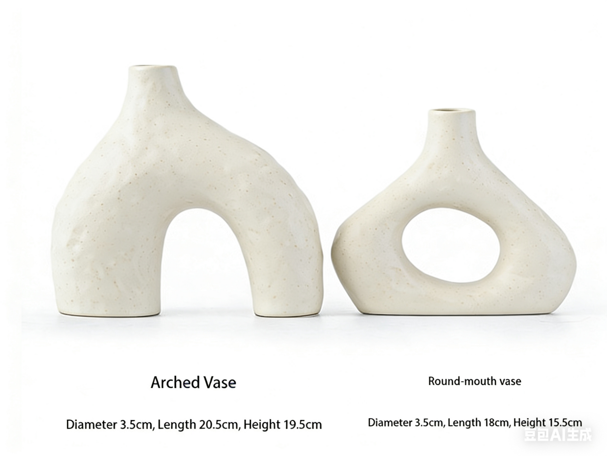 Minimalist Ceramic Vase Set (2-Piece): Modern Home Decor for Flower Arrangements (White) | Black Version V1107-CS-XDQSHP