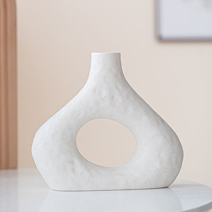 Minimalist Ceramic Vase Set (2-Piece): Modern Home Decor for Flower Arrangements (White) | Black Version V1107-CS-XDQSHP