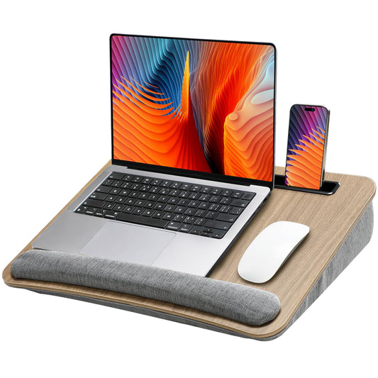 Portable Lap Desk for Students, Remote Workers & Readers - Laptop Table with Wrist Rest, Storage Pockets, V1107-CS-XSDNZ