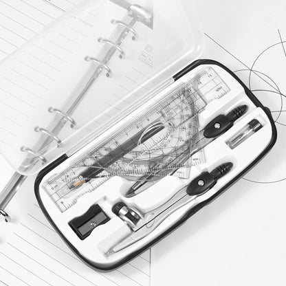 Complete 10-Piece Geometry Kit Set - Precision Drafting Tools with Metal Compasses, Rulers, Protractor & V1107-CS-XSSXJHTZ