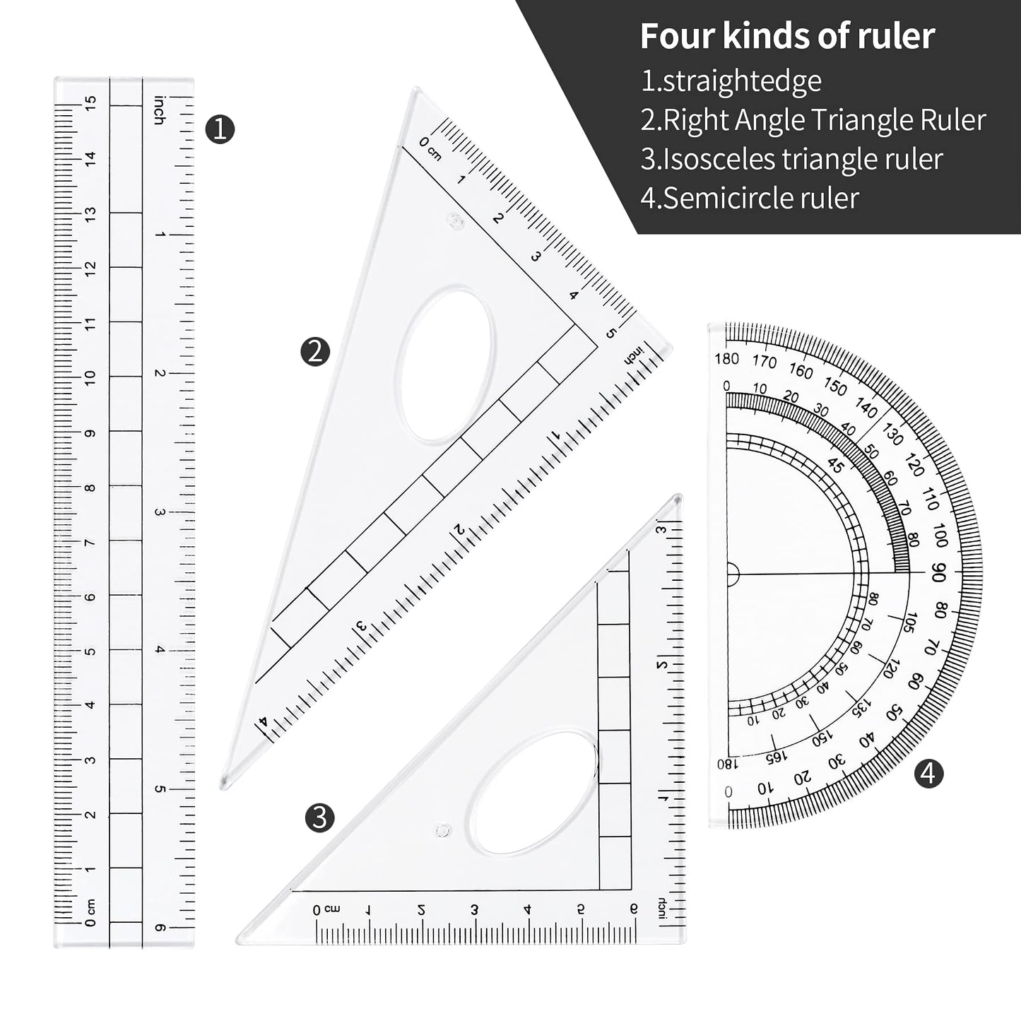 Complete 10-Piece Geometry Kit Set - Precision Drafting Tools with Metal Compasses, Rulers, Protractor & V1107-CS-XSSXJHTZ